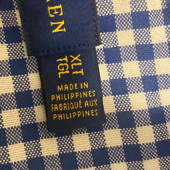 Ralph Lauren Shirt Men’s XLT Blue White Check Button Down Logo Classic Preppy - Picture 5 of 10